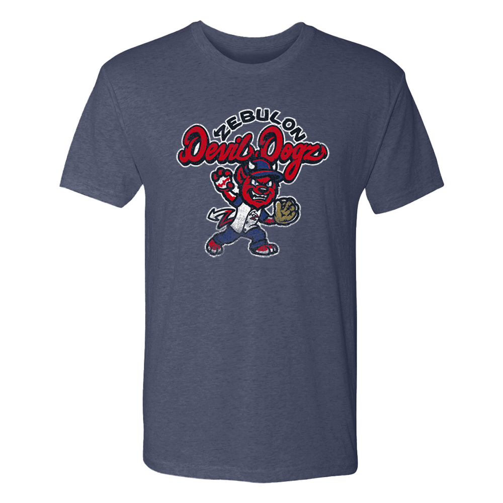 Zebulon Devil Dogz Adult Heathered Navy Vintage Tee