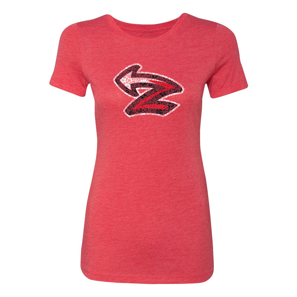 Zebulon Devil Dogz Women's Red Flowery Tee